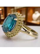 Пръстен Винтидж крафт Аквамарин 14K жълто злато vrc068y